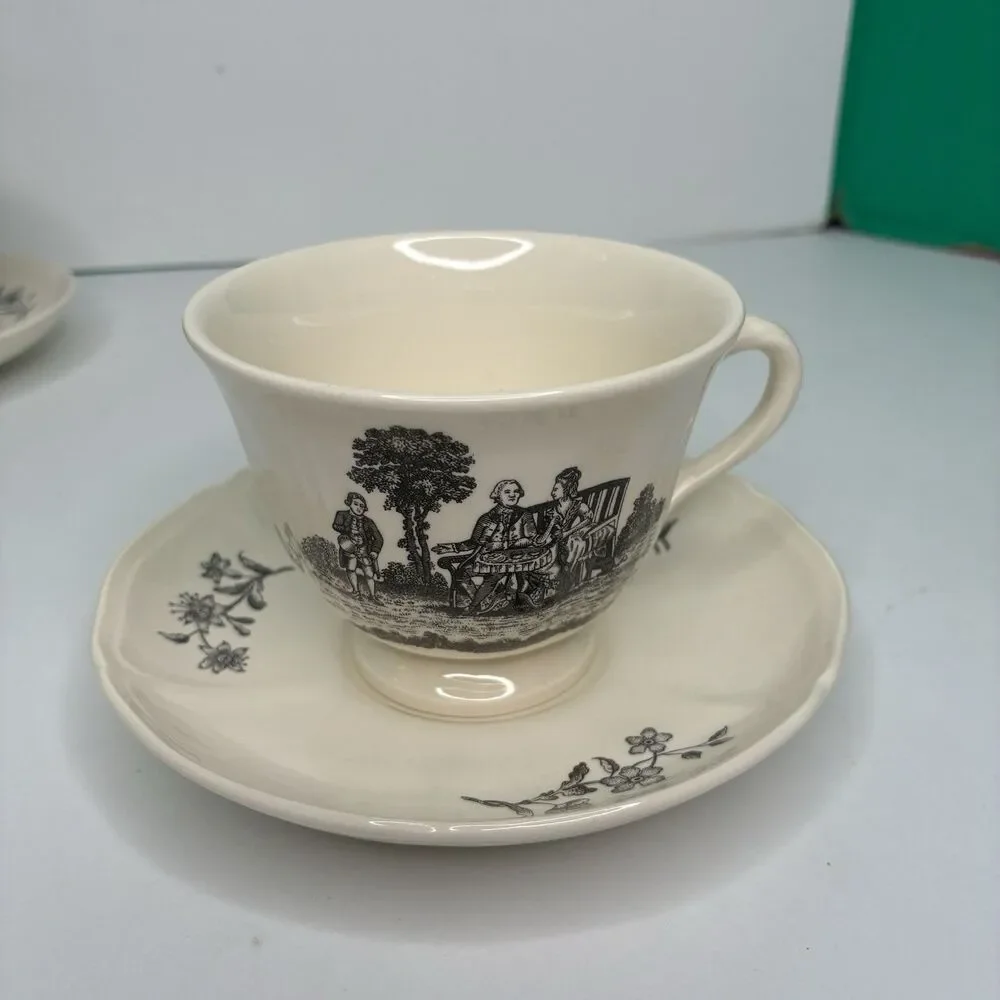 Wedgewood Etruria & Barlaston Creamware Tea Cup And Saucer Set Of 3
